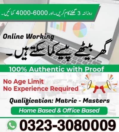 Male female staff required, Matric to Master part time full time – Online Jobs