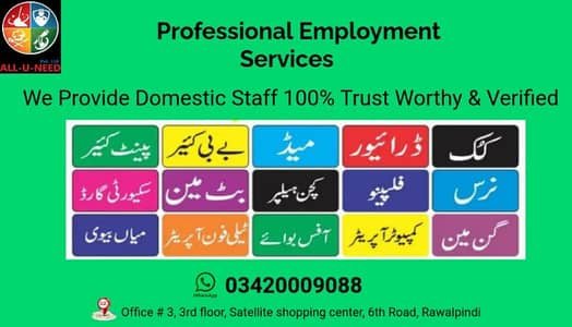 Domestic staff available,Maids,Chinese Cook,Driver,Baby Sitter Near me – Other Domestic Help