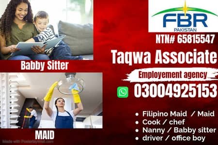 Maids / House Maids / cook / Nanny , chef / Baby Sitter maid available – Maids