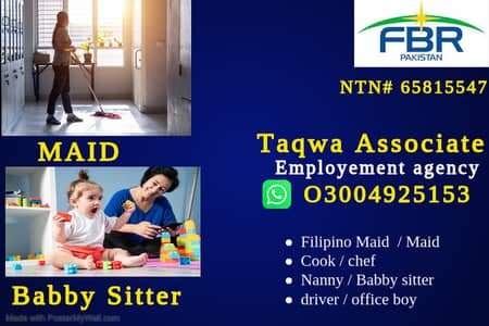 Maids / House Maids / cook / Nanny , chef / Baby Sitter maid availabl – Maids