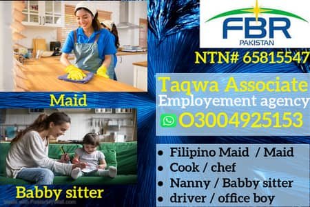 Maids / House Maids / cook / Nanny , chef / Baby Sitter maid available – Maids
