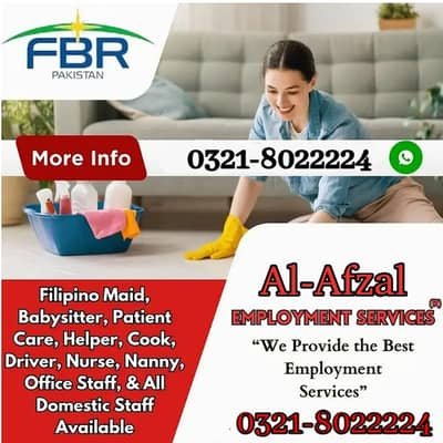 House maids , Maids , Baby Sitter , Chef , Cook , Patient Care ,Nurse – Maids