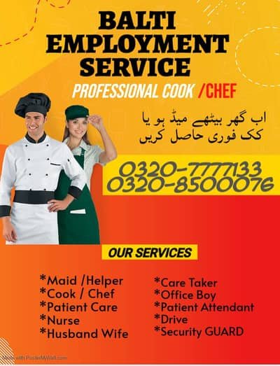 Chinese Cook- Chef -Couple Cook -Maid -Domestic staff – Cooks