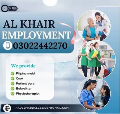 Patient Care Helpers , cook,Nanny,Couple,Drivers,Maids,Home Maids – Maids