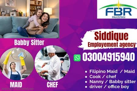 Maids / House Maids / cook / Nanny , chef / Baby Sitter maid availabl – Maids