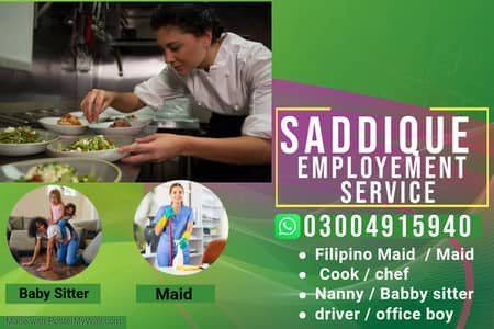 Maids / House Maids / cook / Nanny , chef / Baby Sitter maid availabl – Maids