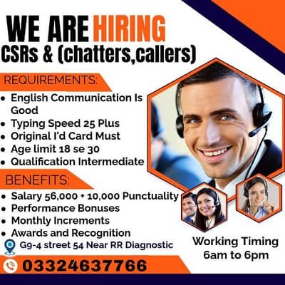 Job for male and female | CSR HIRING | Call Center Job In Islamabad – Customer Service Jobs