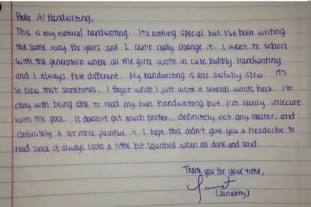 Hand writing assignment work