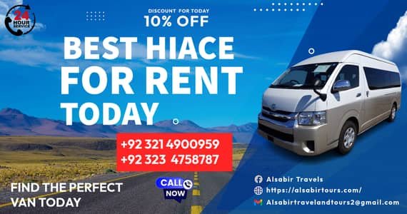 Rent A Car, Hiace Grand Cabin Lahore, Events, Weddings, Tour, One way – Car Rental