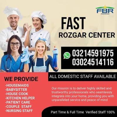 House Maids Baby Sitter Cook Drivers Chef Couple all Domestic staff – Maids