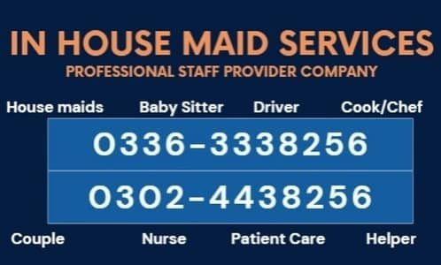 House maid, Maids, Baby Sitter, Chef, Cook, Patient Care, Couple, – Maids