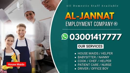 House maids , Maids , Baby Sitter , Chef , Cook , Patient Care ,Drive – Maids